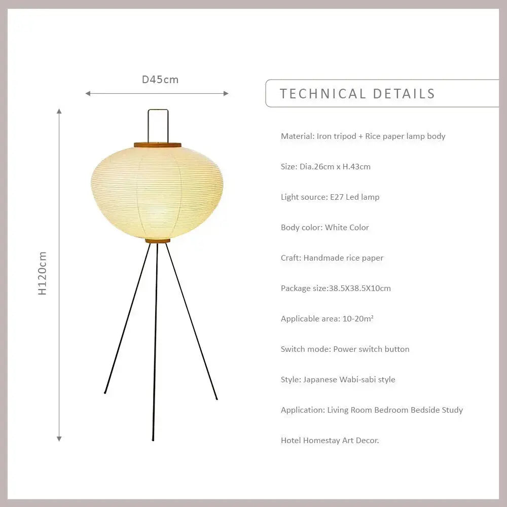 120cm Height Tripod Rice Paper Floor Lamp