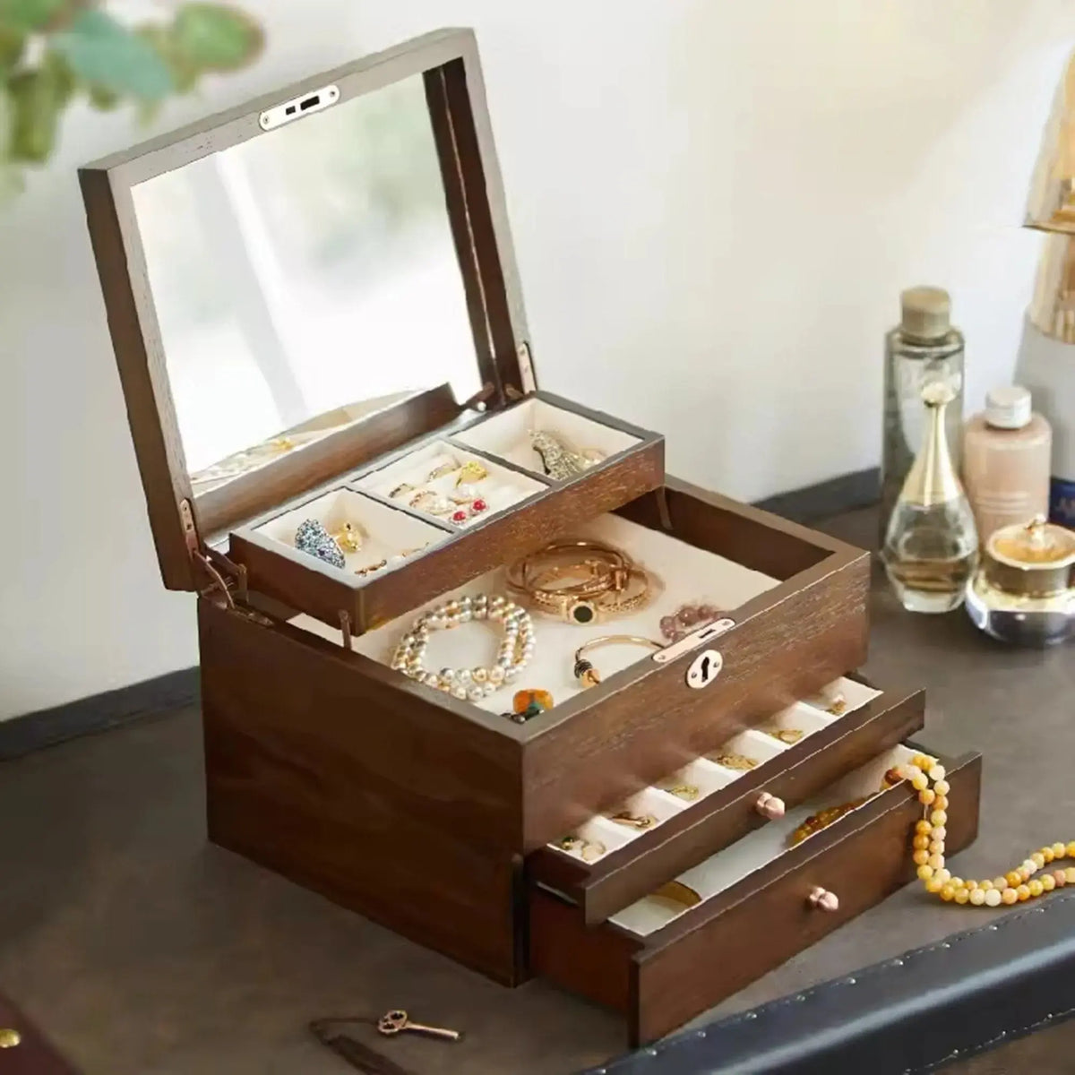 4-Layer Wooden Jewelry Box