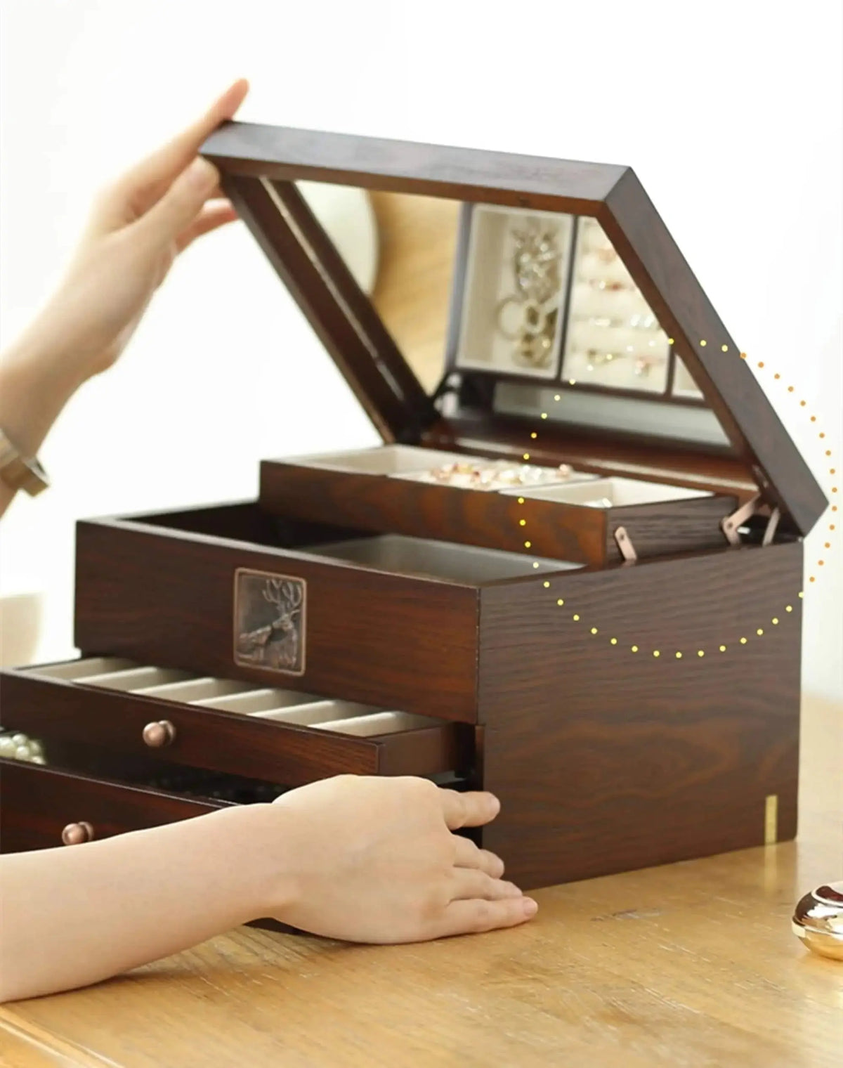 4-Layer Wooden Jewelry Box