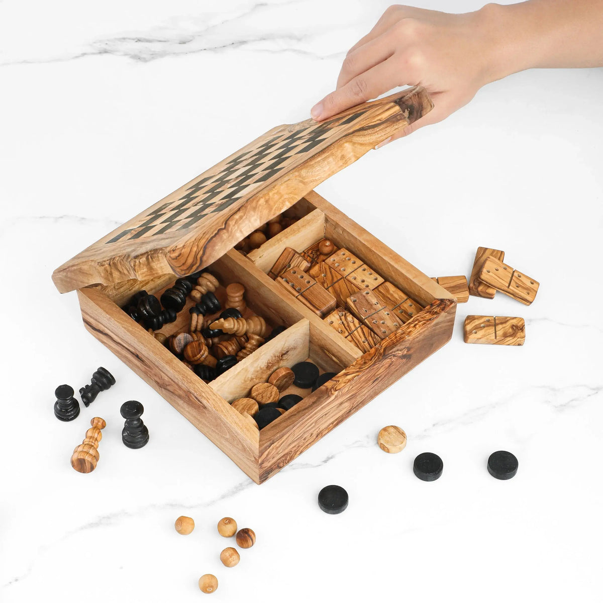 4-in-1 Board Games Wooden Handmade