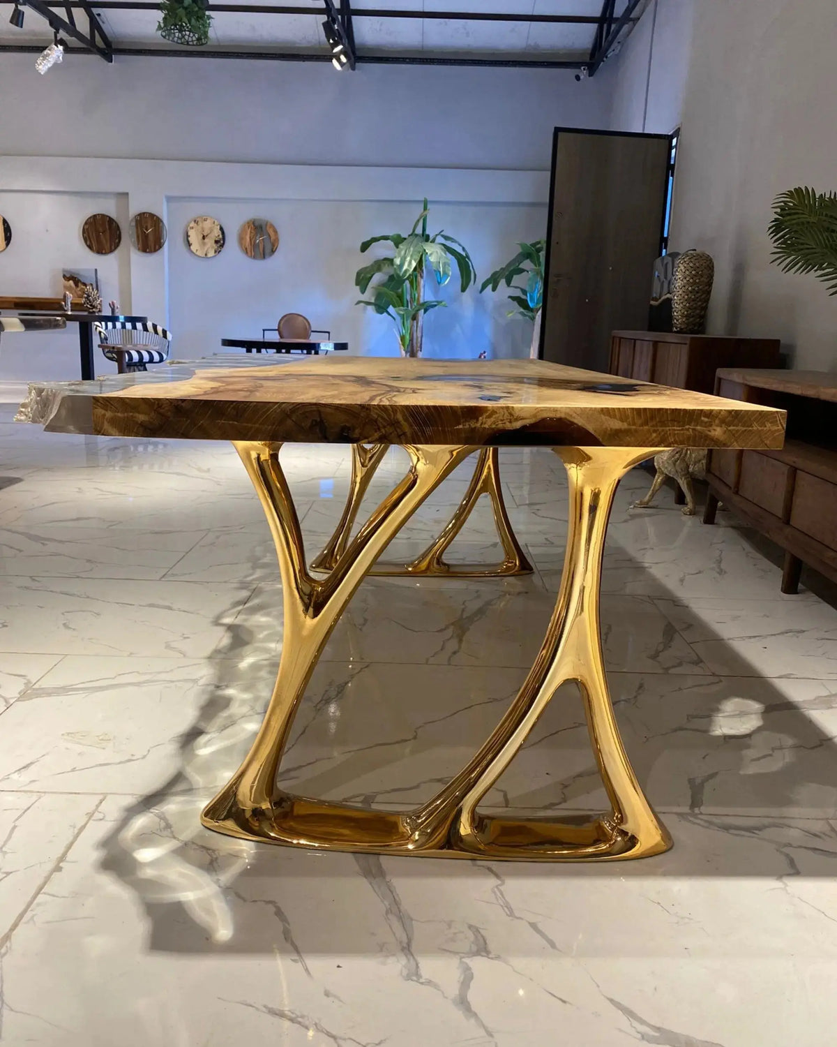 Clear Resin Table Top | Live Edge Desk | Natural Ash Wood
