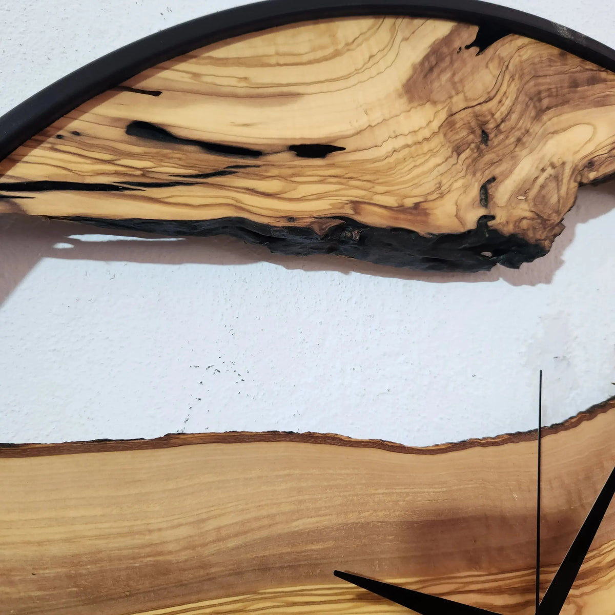 Custom Made Metal &amp; Olive Wood Wall Clock