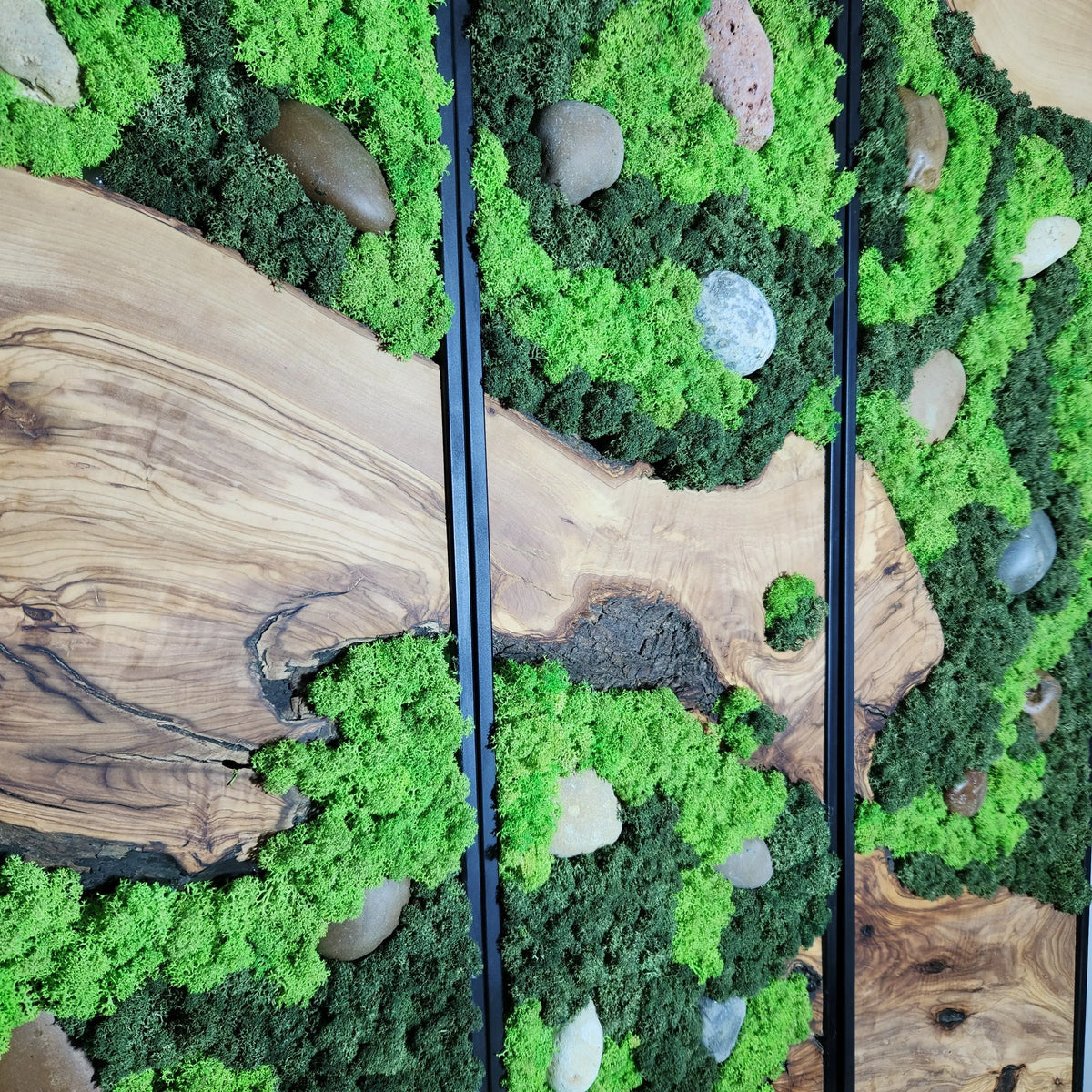 Custom Made Moss and Olive Wood Wall Art