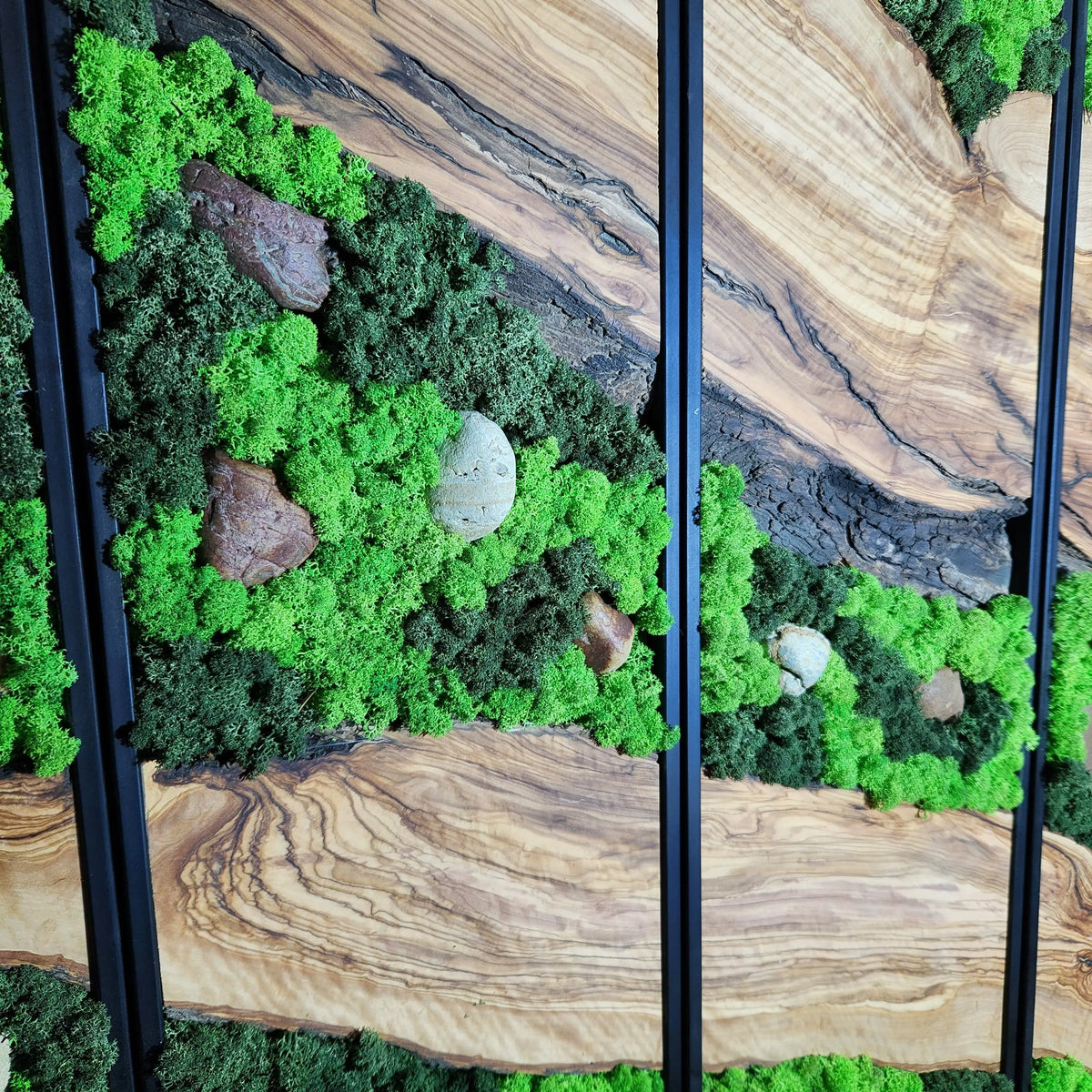 Custom Made Moss and Olive Wood Wall Art