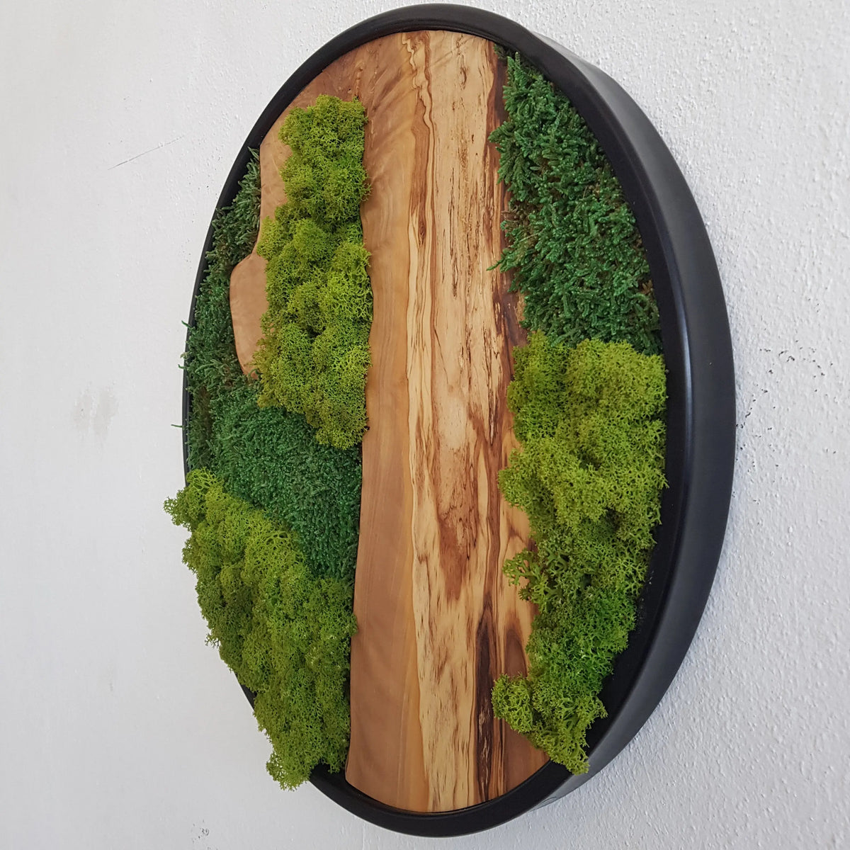 Custom Made Moss and Olive Wood Wall Art