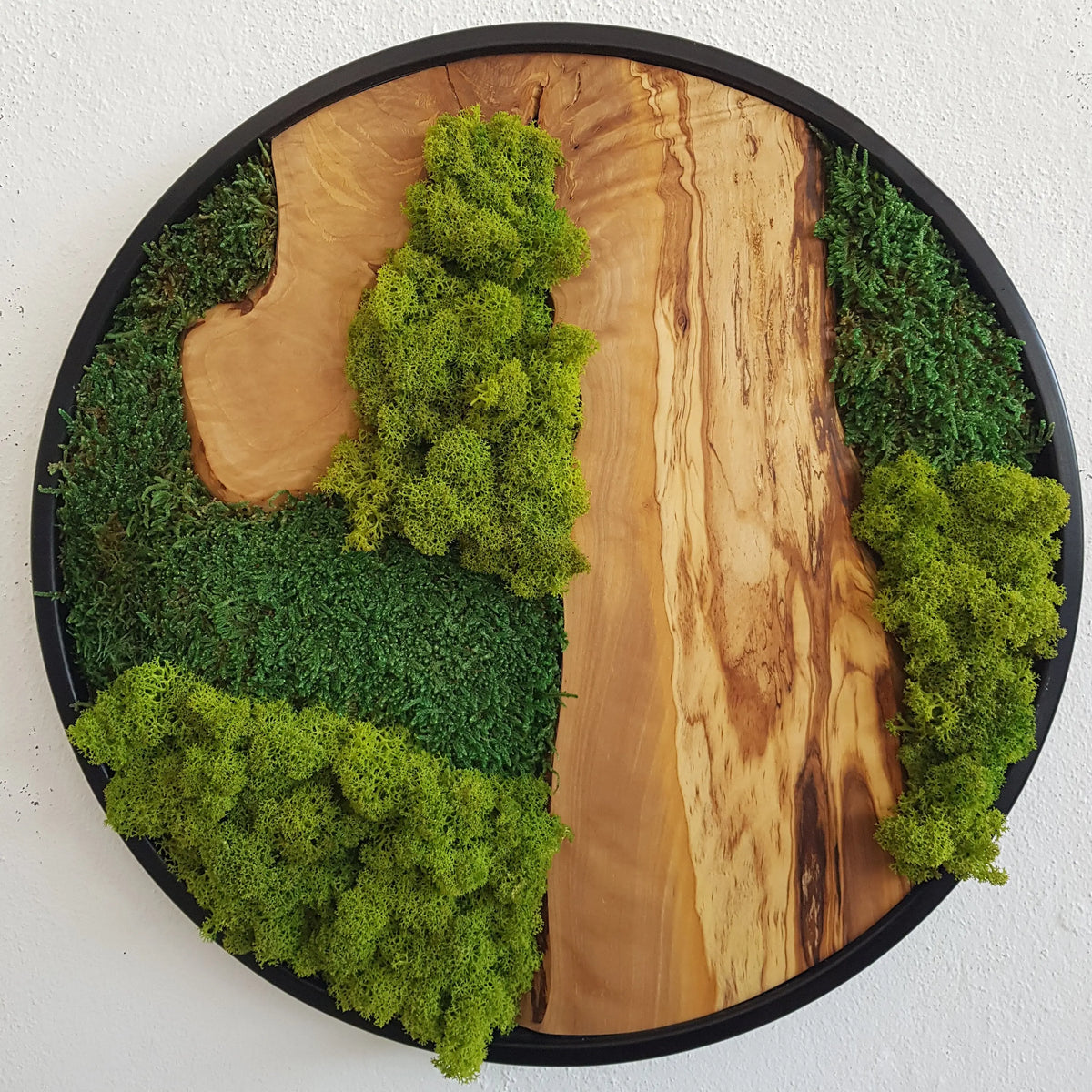 Custom Made Moss and Olive Wood Wall Art