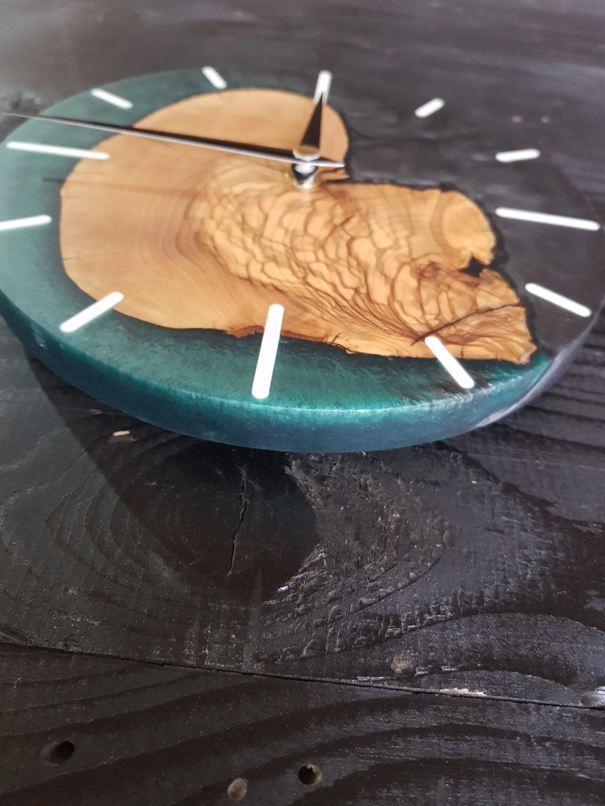 Custom Made Resin &amp; Olive Wood Wall Clock