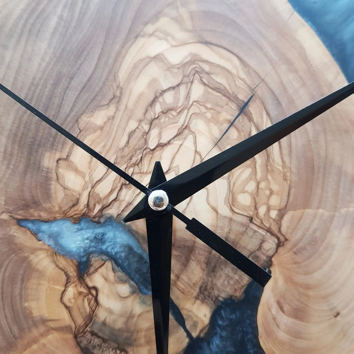 Custom Made Resin &amp; Olive Wood Wall Clock