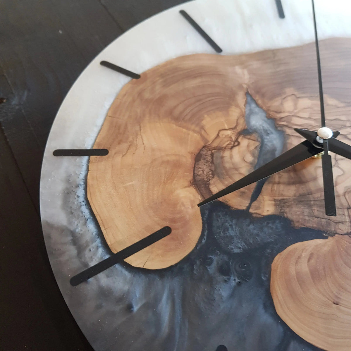 Custom Made Resin &amp; Olive Wood Wall Clock