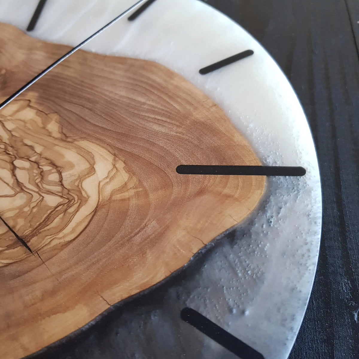 Custom Made Resin &amp; Olive Wood Wall Clock