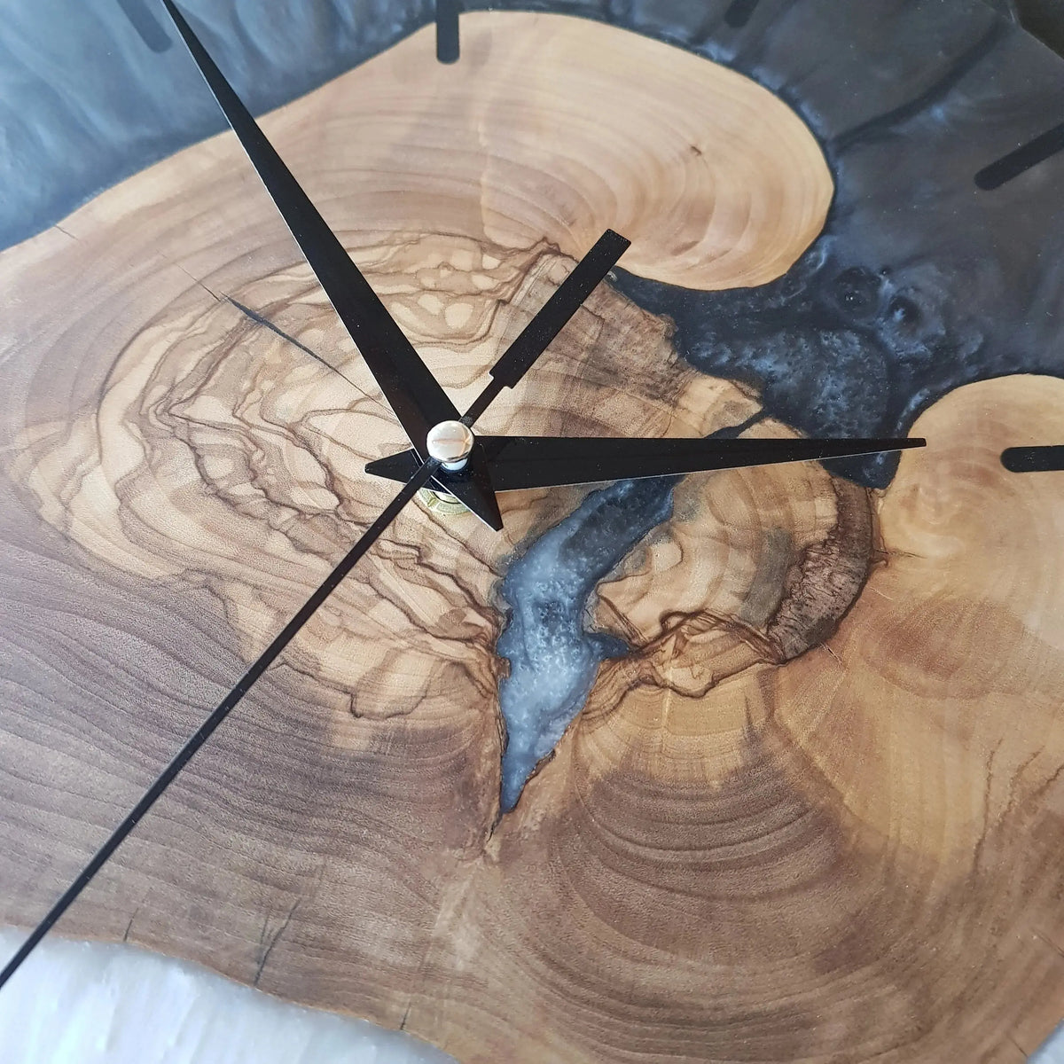 Custom Made Resin &amp; Olive Wood Wall Clock