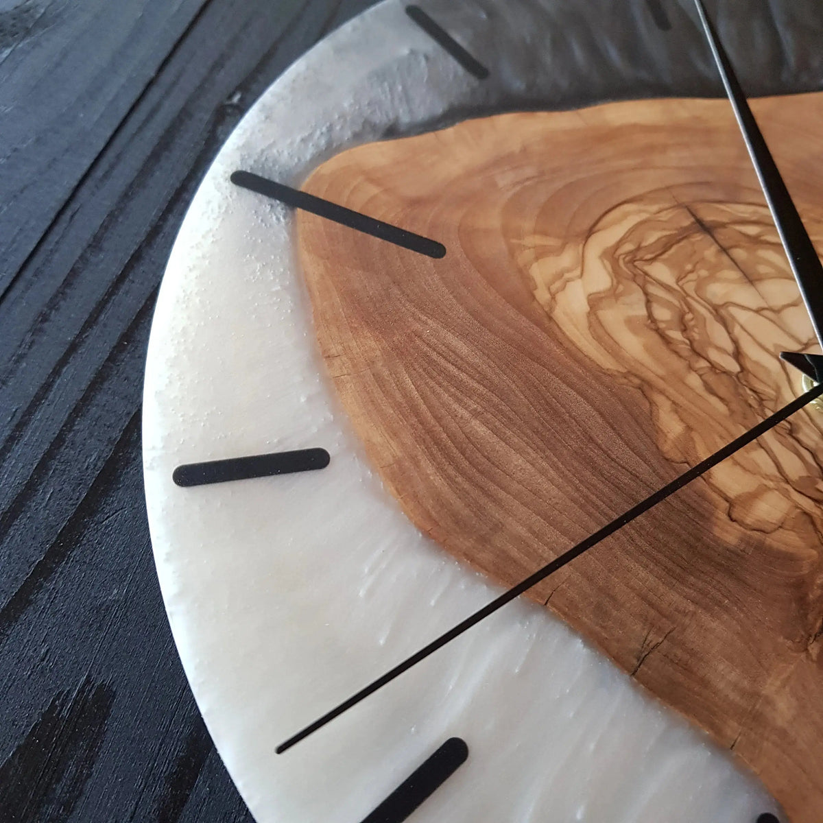 Custom Made Resin &amp; Olive Wood Wall Clock