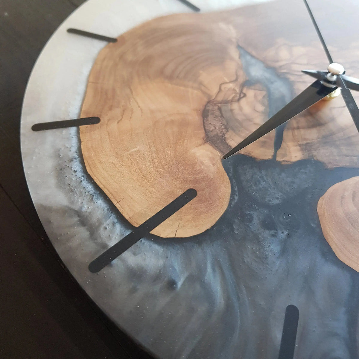 Custom Made Resin &amp; Olive Wood Wall Clock