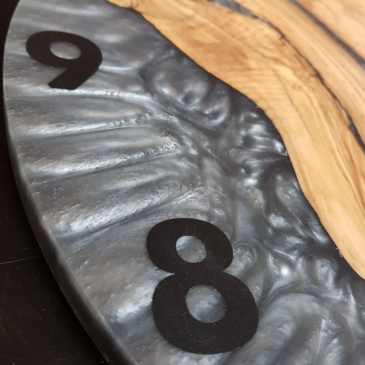 Custom Made Resin &amp; Olive Wood Wall Clock