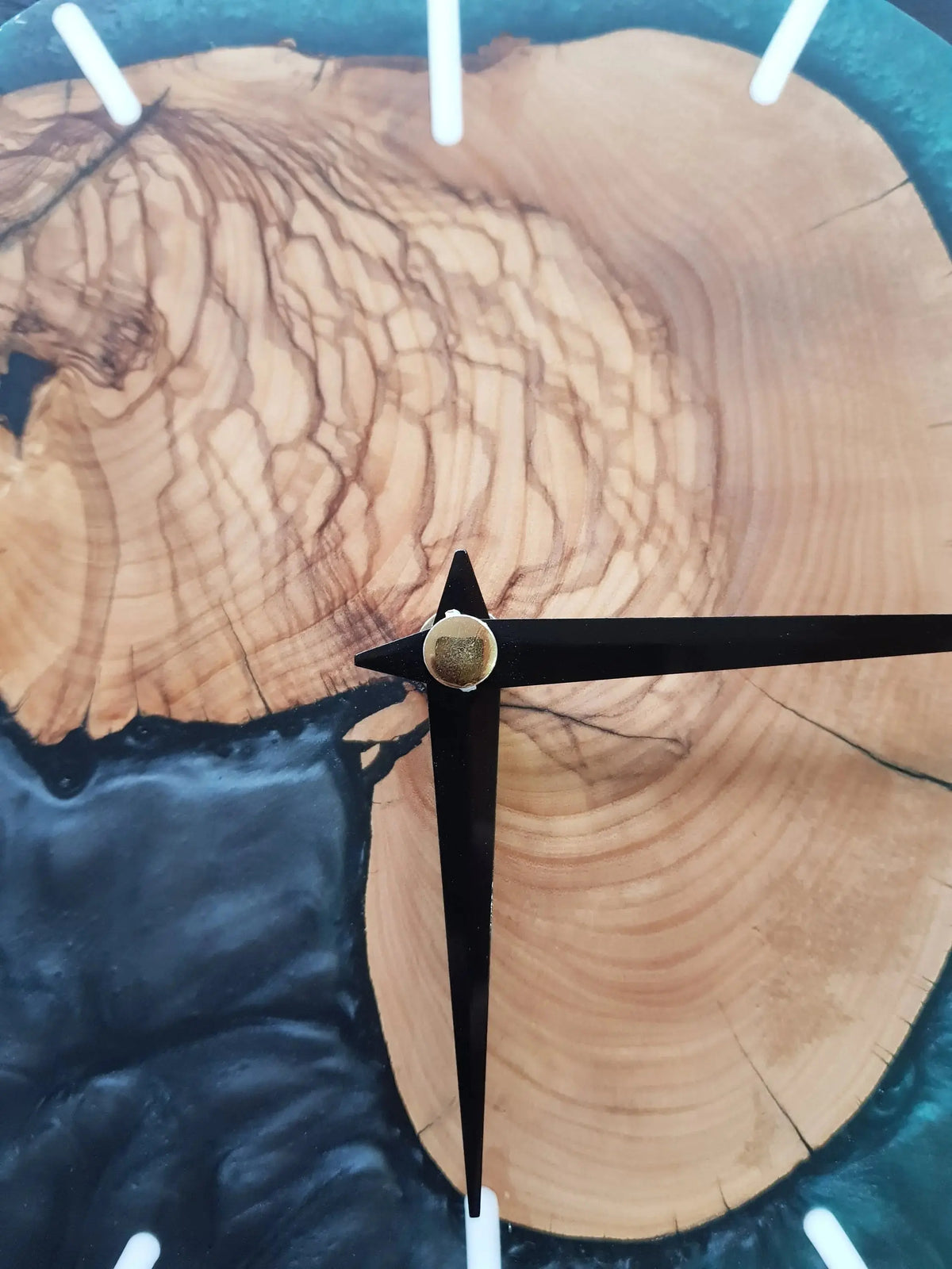 Custom Made Resin &amp; Olive Wood Wall Clock