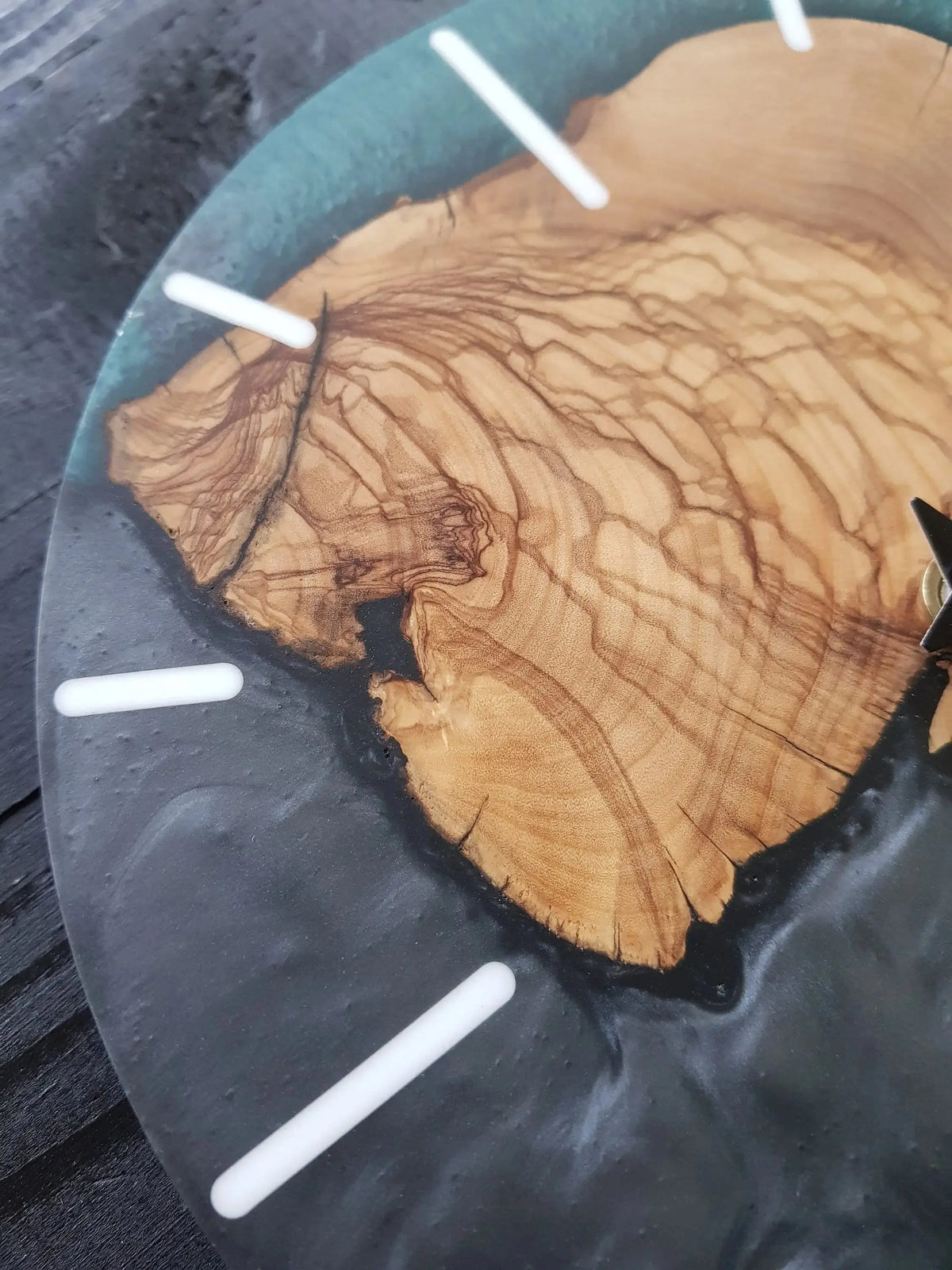 Custom Made Resin &amp; Olive Wood Wall Clock