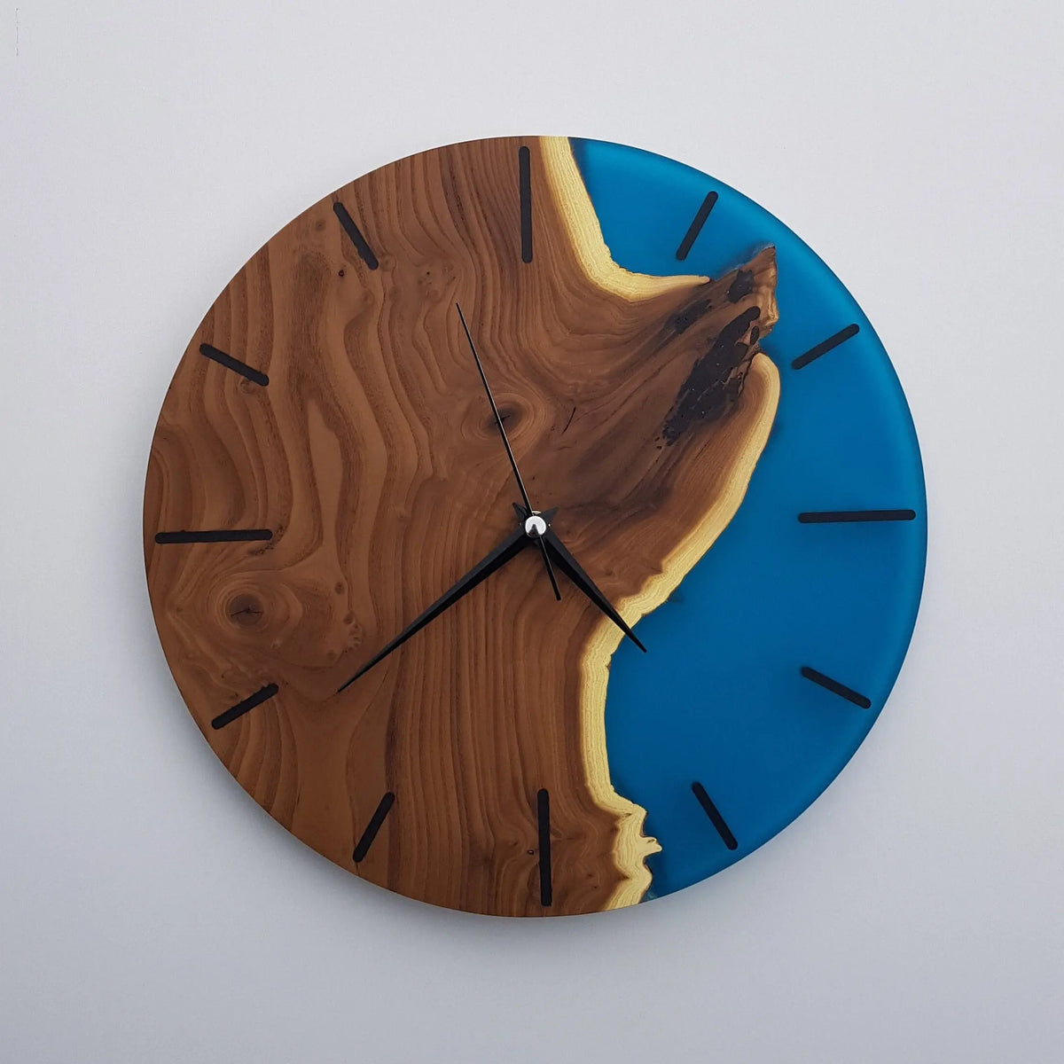 Custom Made Resin &amp; Silverberry Burl Wall Clock On Wooden