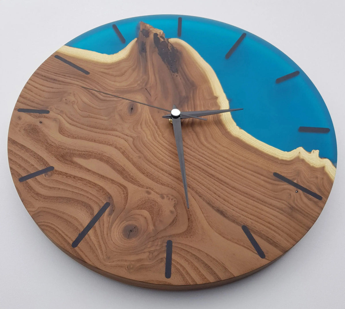 Custom Made Resin &amp; Silverberry Burl Wall Clock