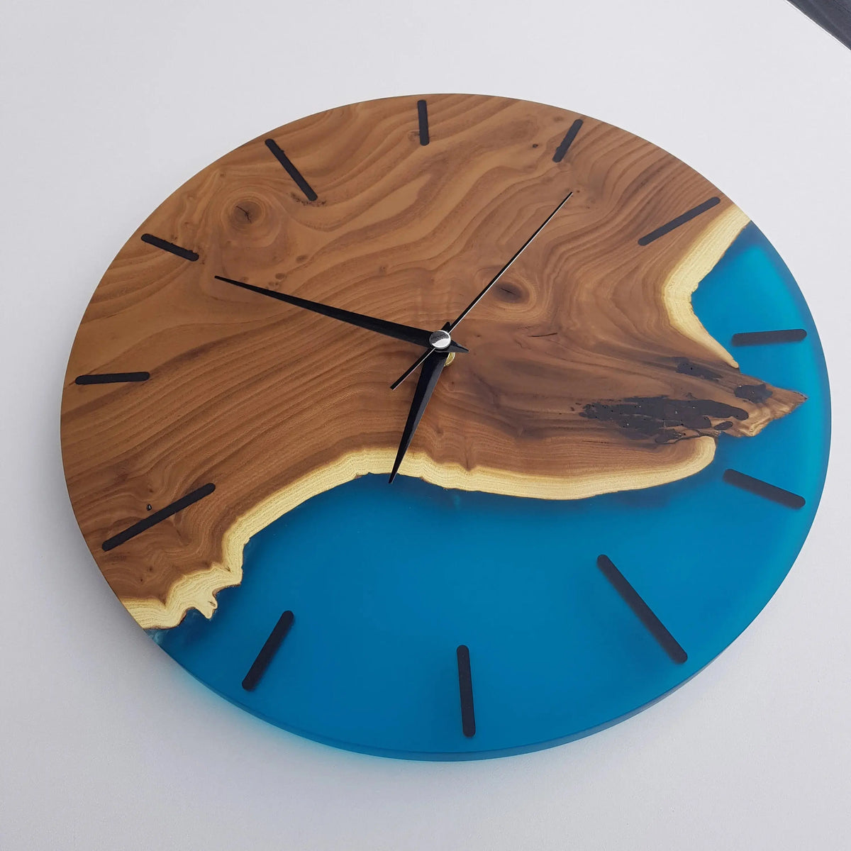 Custom Made Resin &amp; Silverberry Burl Wall Clock