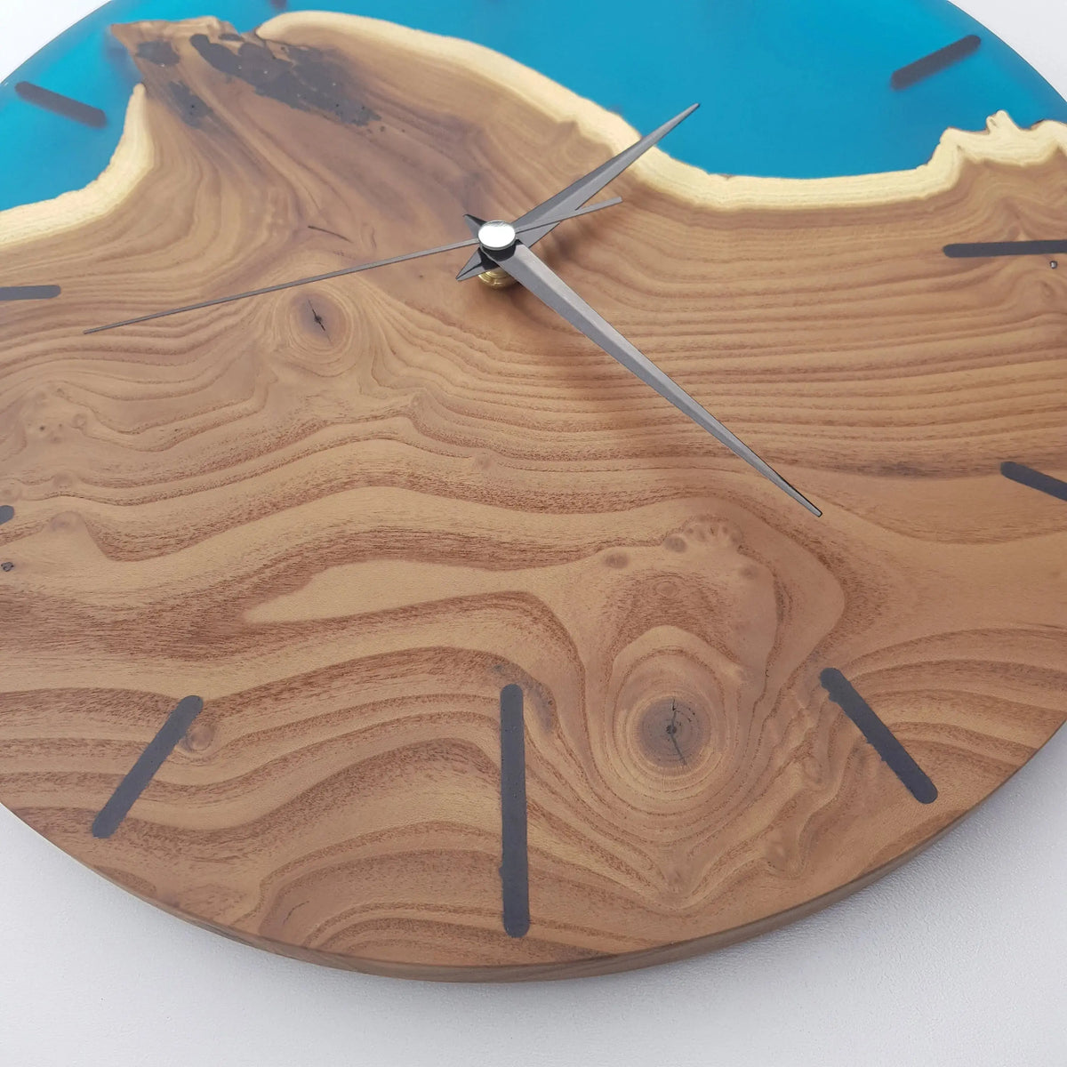 Custom Made Resin &amp; Silverberry Burl Wall Clock