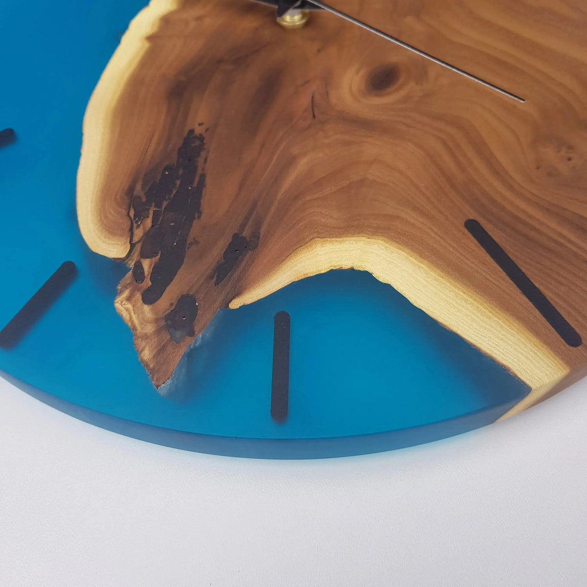 Custom Made Resin &amp; Silverberry Burl Wall Clock