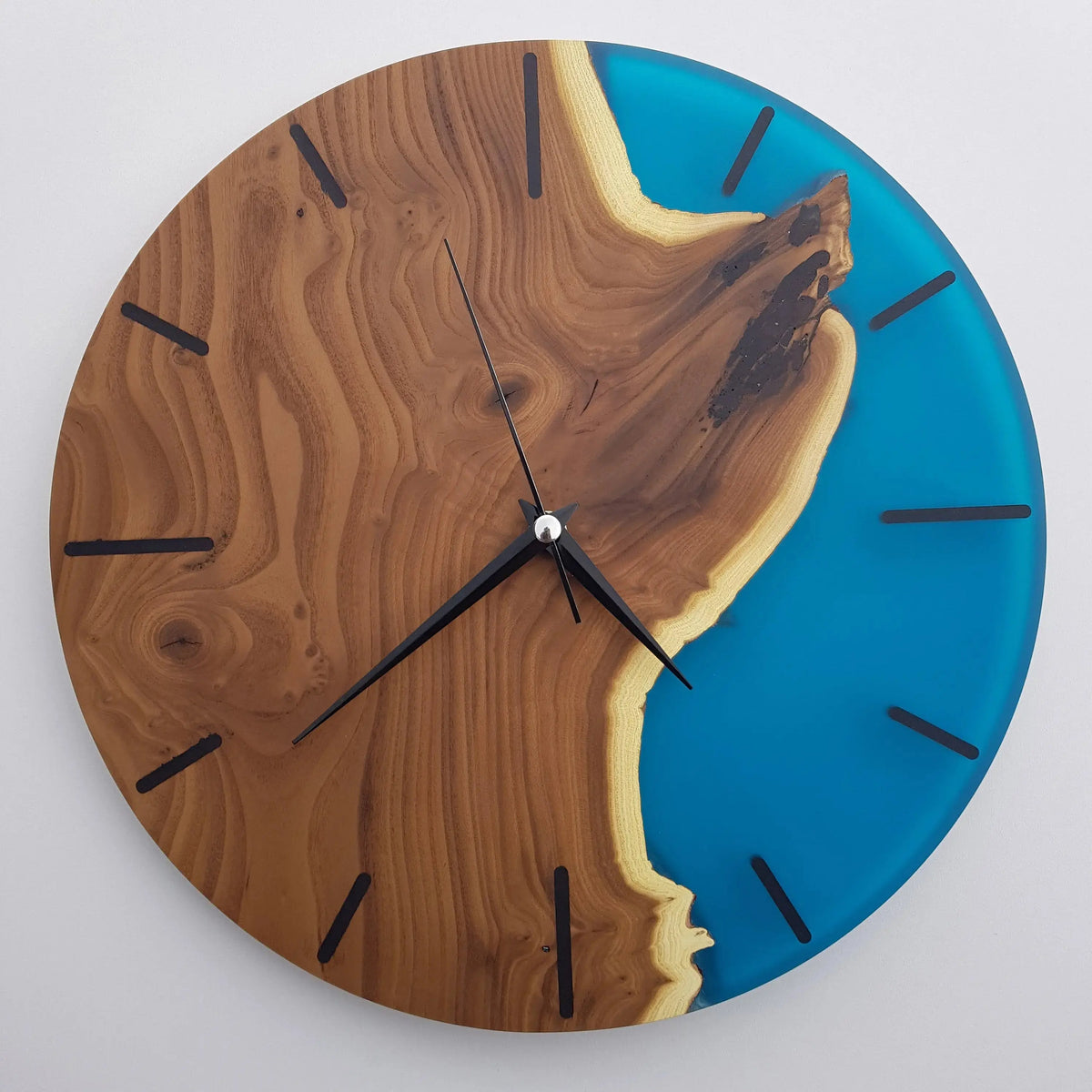 Custom Made Resin &amp; Silverberry Burl Wall Clock