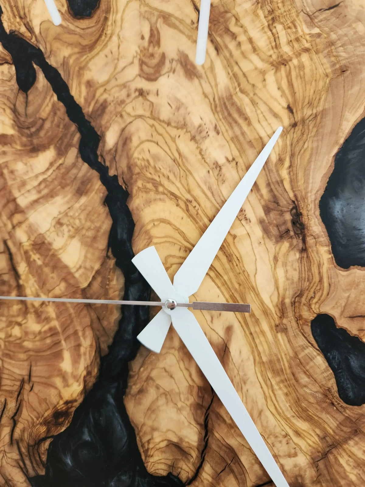 Custom Made Square Resin &amp; Olive Wood Wall Clock