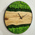 Custom Moss Olive Wood Wall Clock On Wooden
