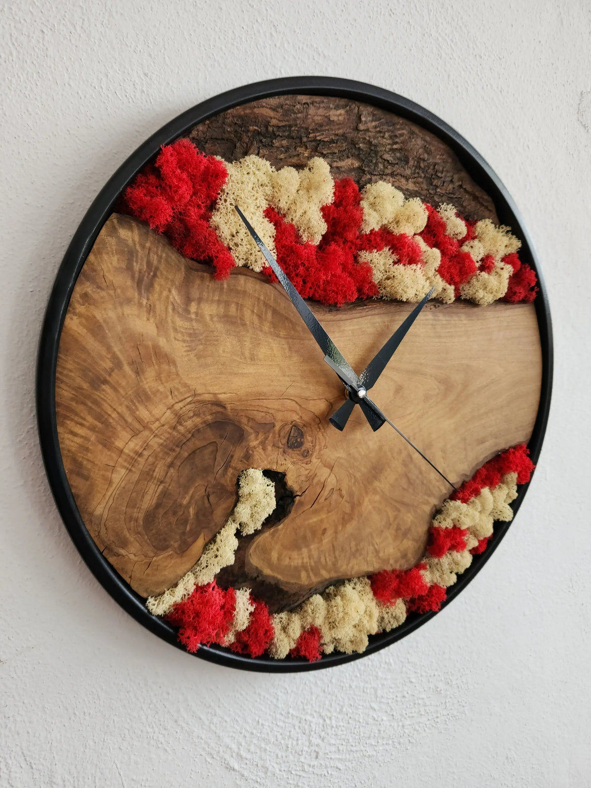 Custom Moss Olive Wood Wall Clock