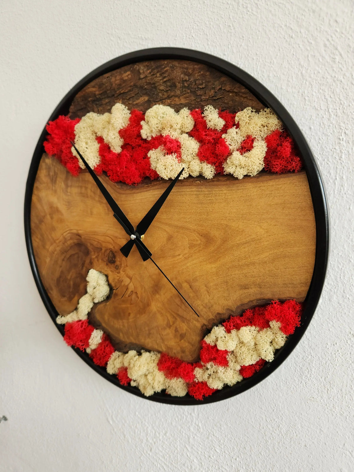 Custom Moss Olive Wood Wall Clock