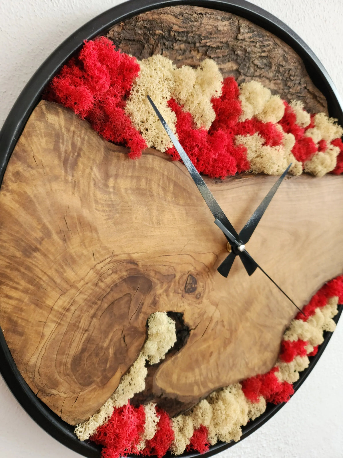 Custom Moss Olive Wood Wall Clock