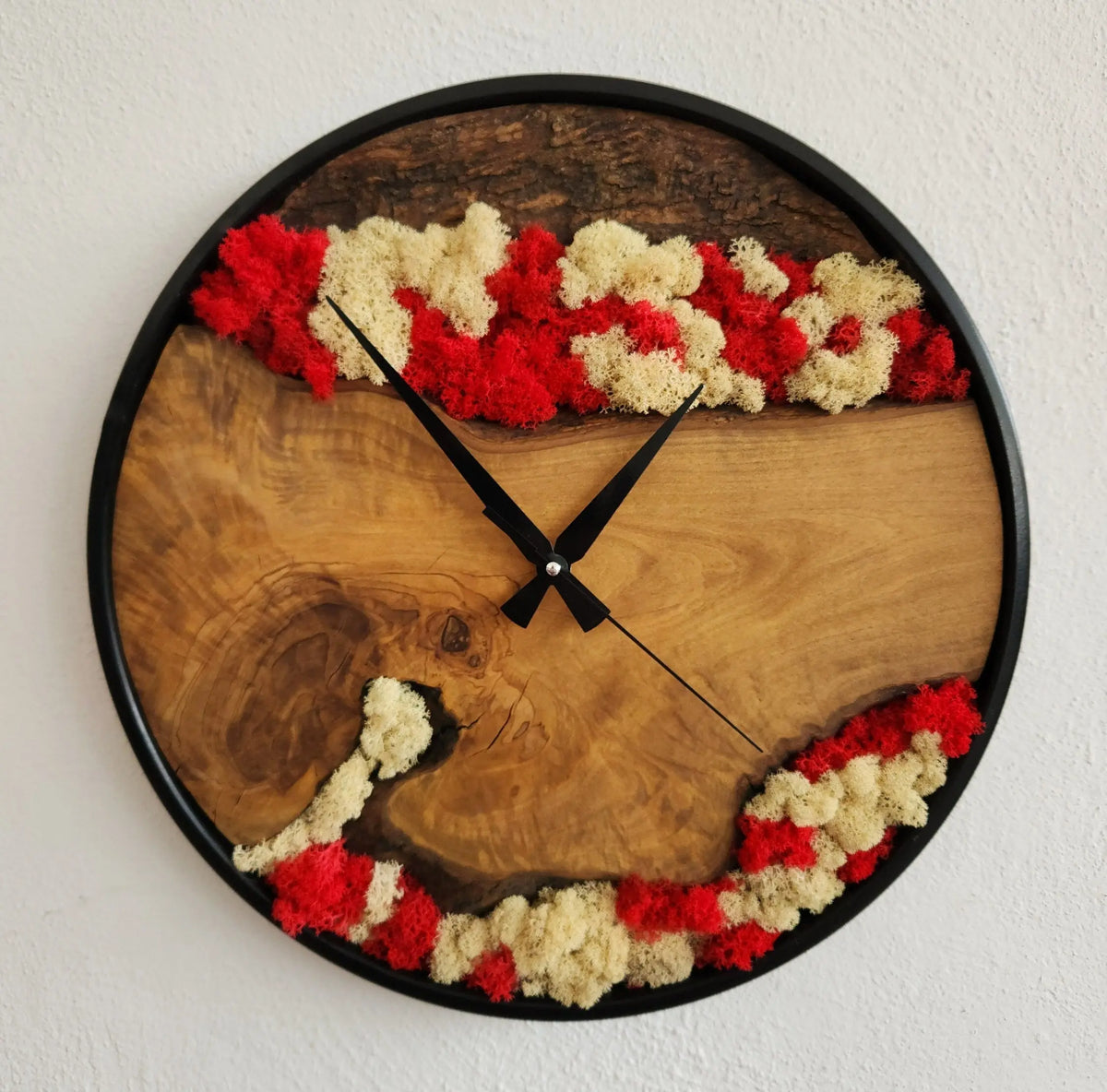 Custom Moss Olive Wood Wall Clock