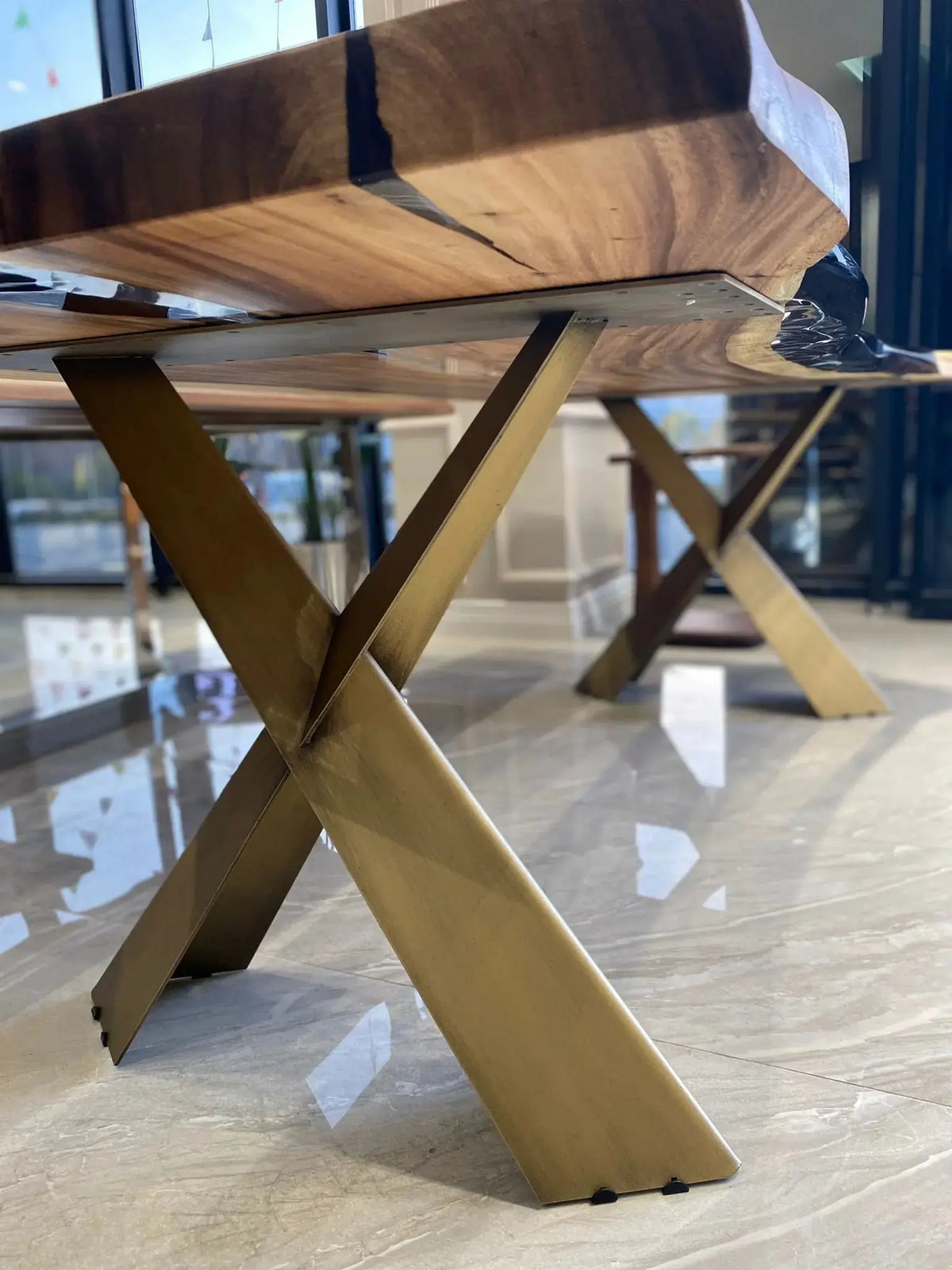 Custom Order Slab Epoxy Desk  | Clear Epoxy Table Top for Office | Free Shipping | Suar Wood Resin Table