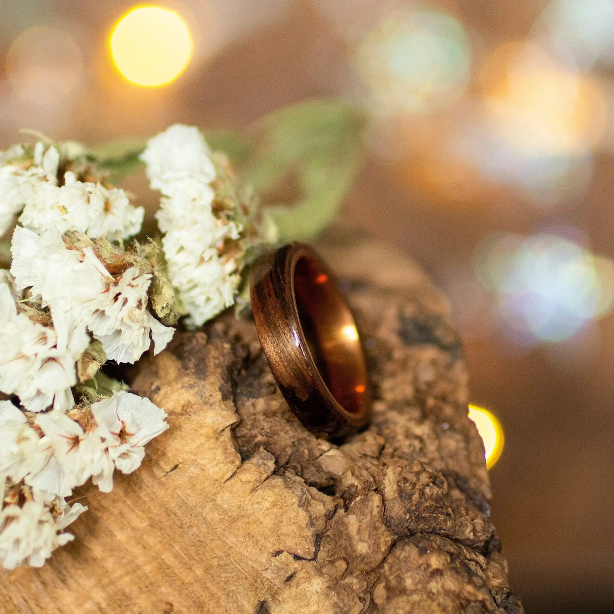 Ebony Wood Ring With Copper Inside