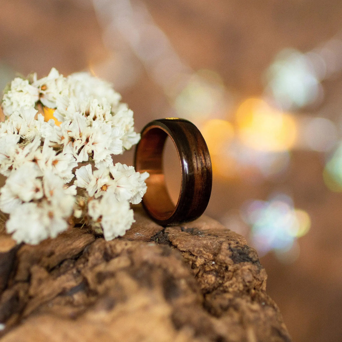 Ebony Wood Ring With Copper Inside