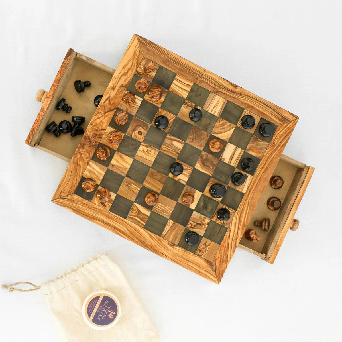 Elegant Olive Wood Chess Set