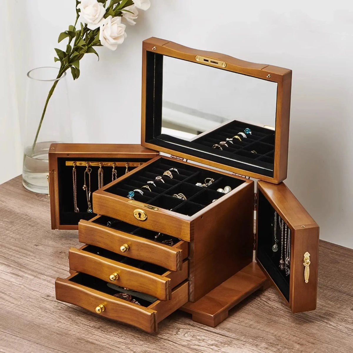 Engrave 45-Layer Wooden Jewelry Box