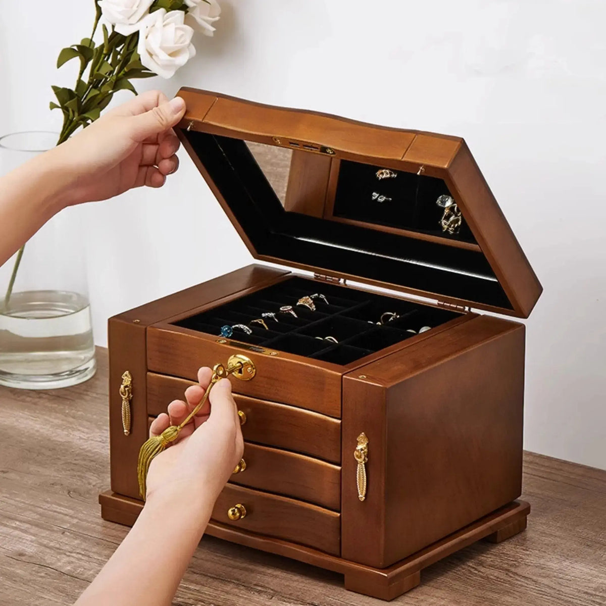 Engrave 45-Layer Wooden Jewelry Box