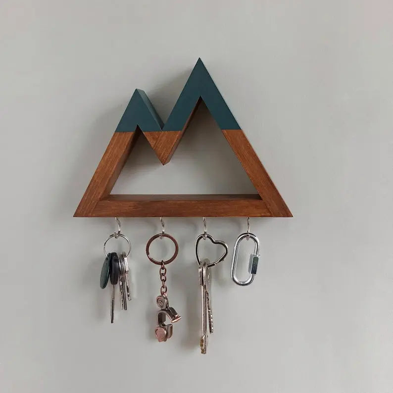 Entryway Wall Key Holder Mountains On Wooden