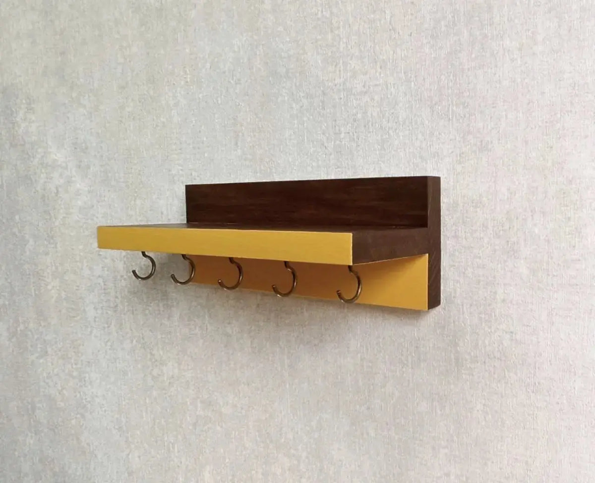Entryway shelf with hooks for keys