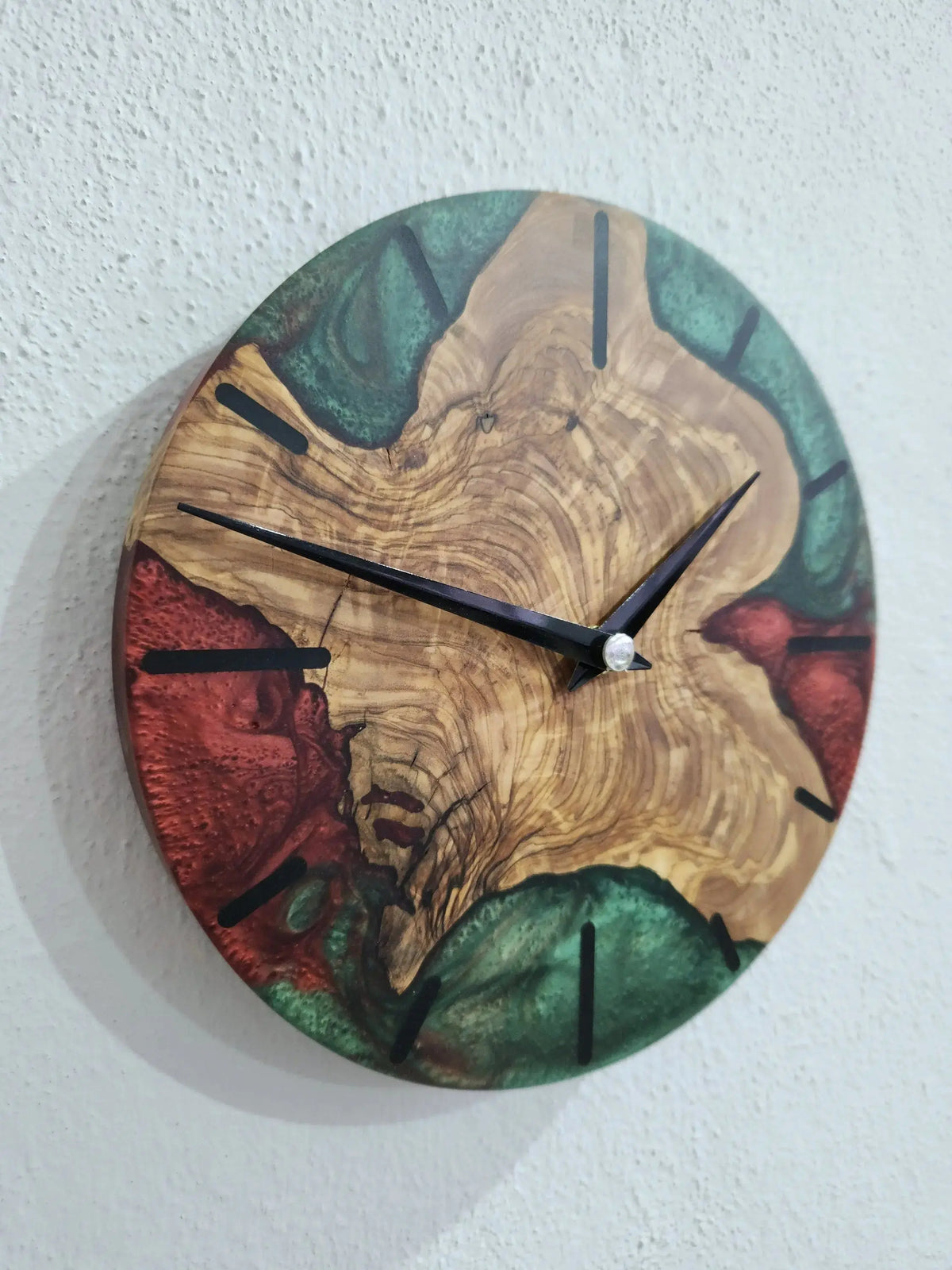 Epoxy Wall Clock, Epoxy and Olive Wood Wall Clock