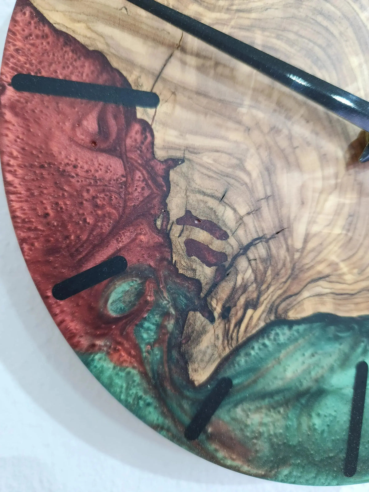 Epoxy Wall Clock, Epoxy and Olive Wood Wall Clock