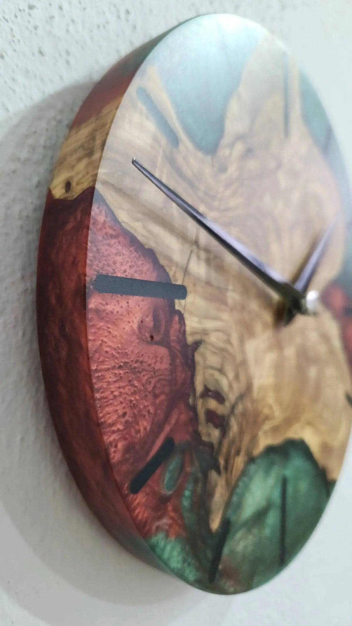 Epoxy Wall Clock, Epoxy and Olive Wood Wall Clock