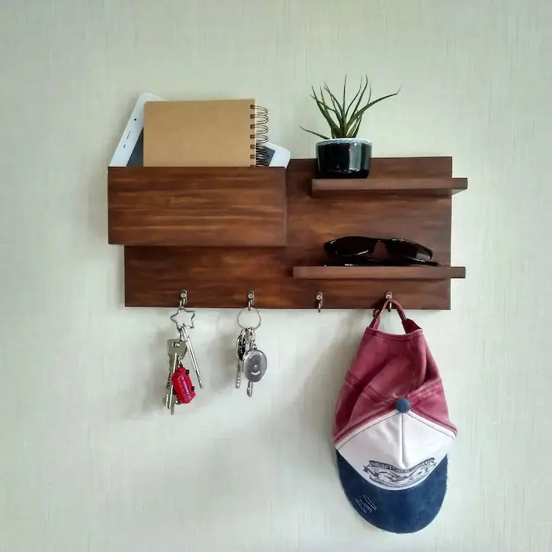 Hand Made Solid Wood Wall Organizer