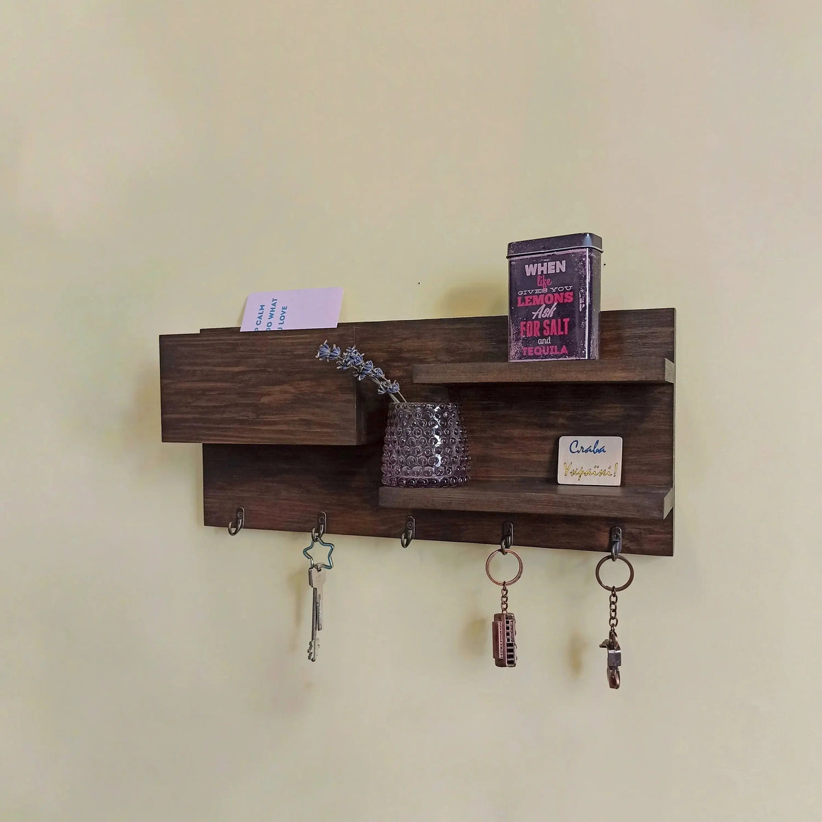 Hand Made Solid Wood Wall Organizer