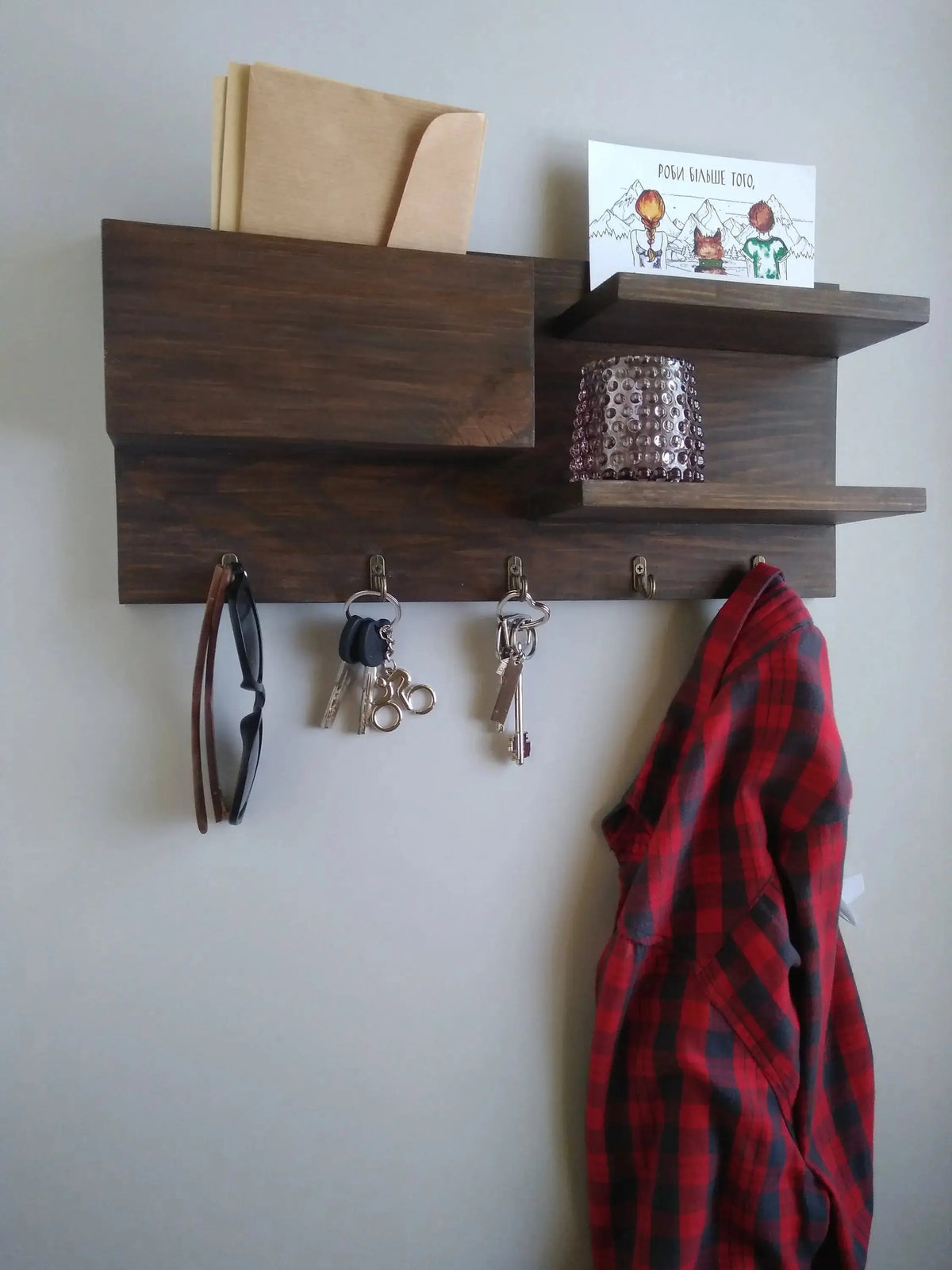 Hand Made Solid Wood Wall Organizer