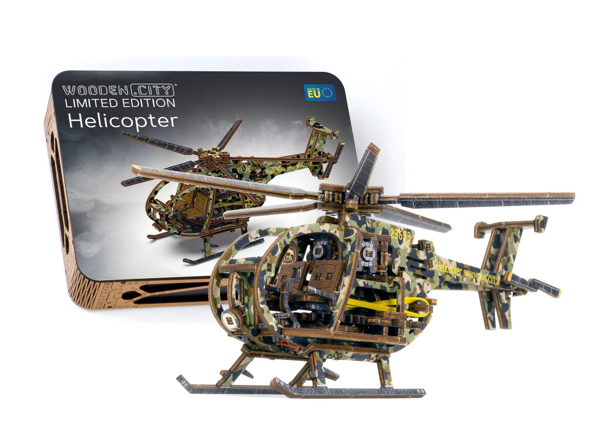 Helicopter - Painted Wooden Mechanical Model to Build Limited Edition by Wooden