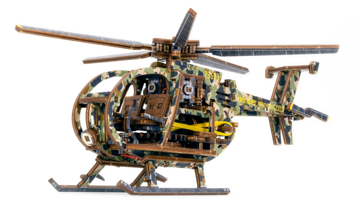 Helicopter - Painted Wooden Mechanical Model to Build Limited Edition by Wooden