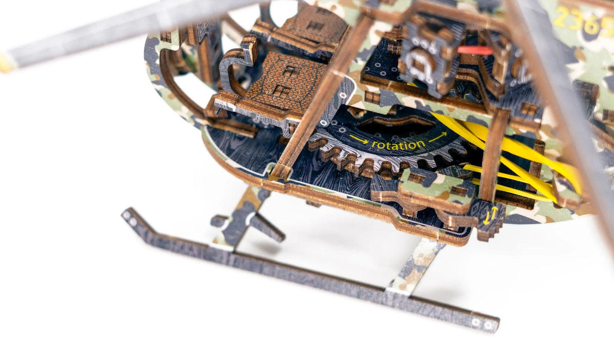 Helicopter - Painted Wooden Mechanical Model to Build Limited Edition by Wooden