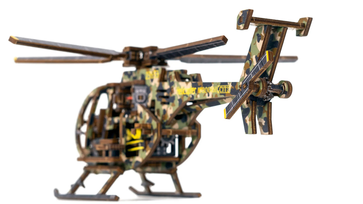 Helicopter - Painted Wooden Mechanical Model to Build Limited Edition by Wooden